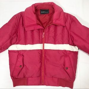 Retro Down wear pink ski puffer jacket sz Large